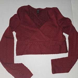 Red Knit Wrap Sweater